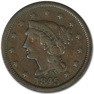 1845 Large Cent Fine 1845 Large Cent Fine
